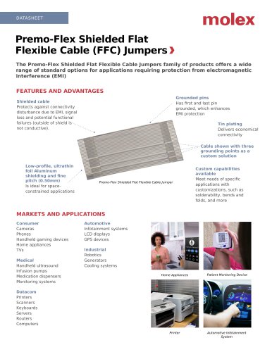 Premo-Flex Shielded Flat Flexible Cable (FFC) Jumpers