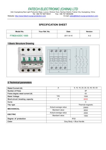 FATECH circuit breaker FTM20-63DC 6KA for dc circuit