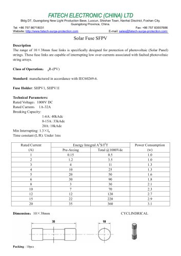 FATECH circuit breaker SFPV for solar fuse