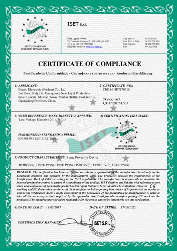 FATECH FSP brand FP series CE certificate for dc spd