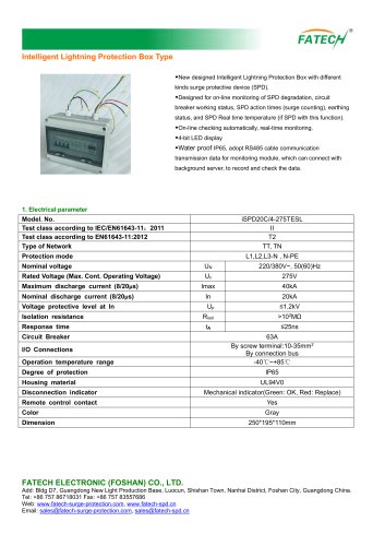 FATECH INTELLIGENT 3 PHASE TYPE 2 SURGE PROTECTOR BOX TYPE iSPD20C/4-255TESL