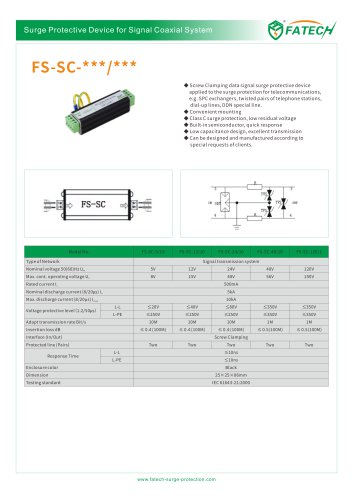 FATECH Signal Telephone surge arrester FS-SC-110/1-A for applied to the surge protection for telecommunications, e.g. SPC exchangers