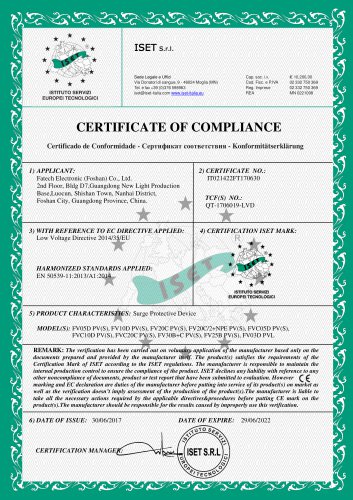 FATECH surge arrester CE certificate for dc spd