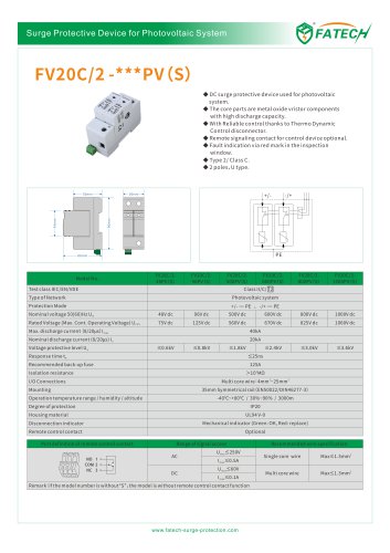 FATECH surge arrester FV20C/2-150PV for protecting PV system