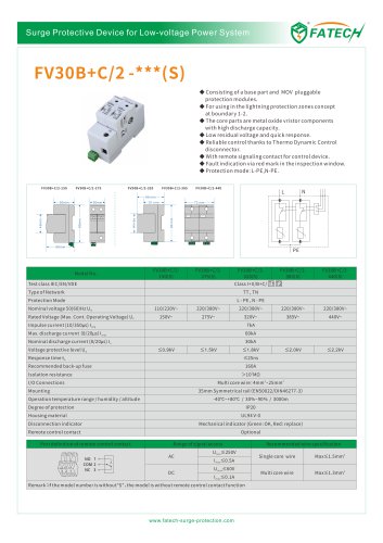 FATECH surge arrester FV30B+C/2-320S for 1 phase ac power