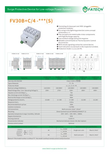 FATECH surge arrester FV30B+C/4-275 for low-voltage power system