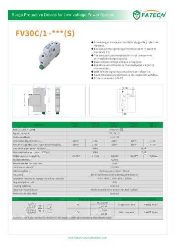 FATECH surge arrester FV30C/1-150S for 60ka power protection