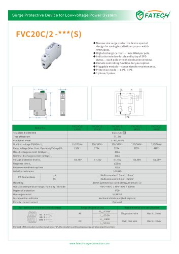 FATECH surge arrester FVC20C/2-275 for protection of AC Power