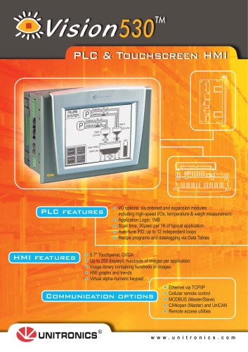 Vision530™ : PLC with Touchscreen Graphic HMI & Snap-in I/O Modules 