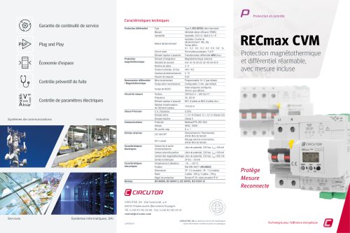 RECmax CVM, Protection magnétothermique et différentiel réarmable, avec mesure incluse