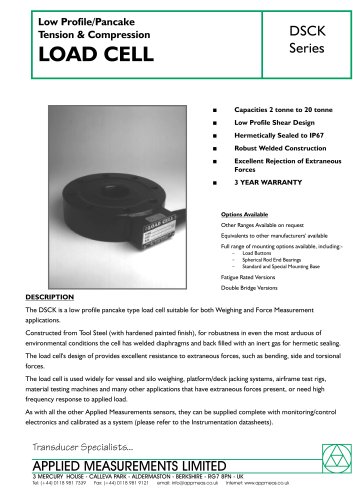 Pancake/Low Profile Load Cell Bi-directional