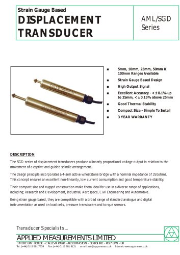 Strain Gauge Displacement Transducer  AML/SGD