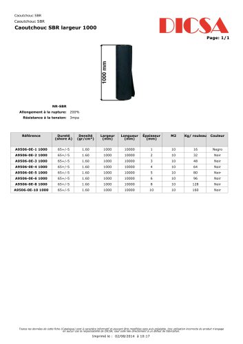 Caoutchouc SBR largeur 1000_2014