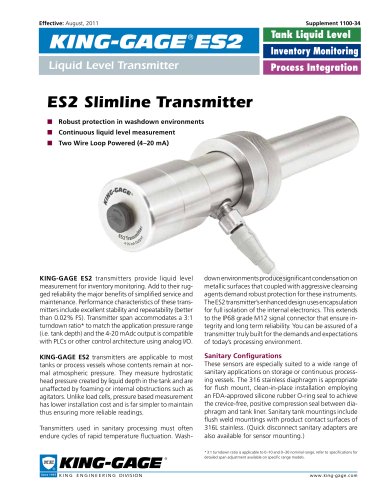 KING-GAGE® ES2 Slimline Liquid Level Transmitter