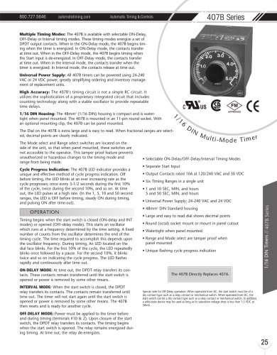Marsh Bellofram Automatic Timing & Controls 407B Series 1/16 DIN Multi-Mode Timer 
