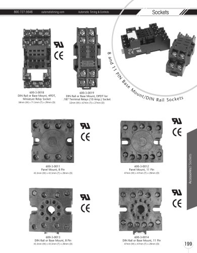 Marsh Bellofram Automatic Timing & Controls 8 and 11 PIN Base Mount/DIN Rail Sockets