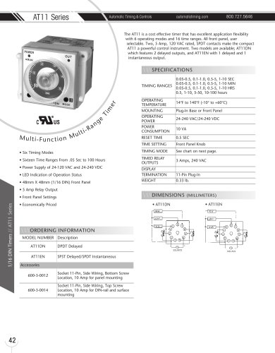 Marsh Bellofram Automatic Timing & Controls AT11 Series Multi-Function Multi-Range Timer 