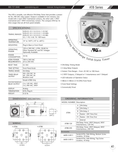 Marsh Bellofram Automatic Timing & Controls AT8 Series ON-Delay Multi-Range Solid State Timer 