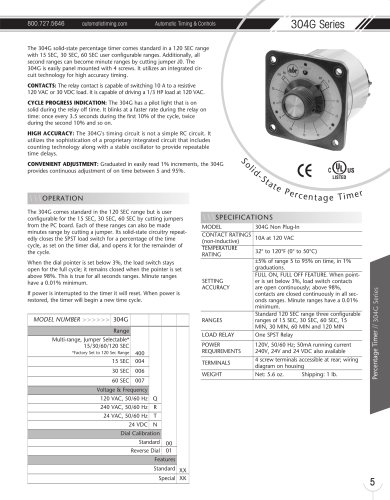 Marsh Bellofram Automatic Timing & Controls Division 304G Series Solid State Industrial Percentage Timer