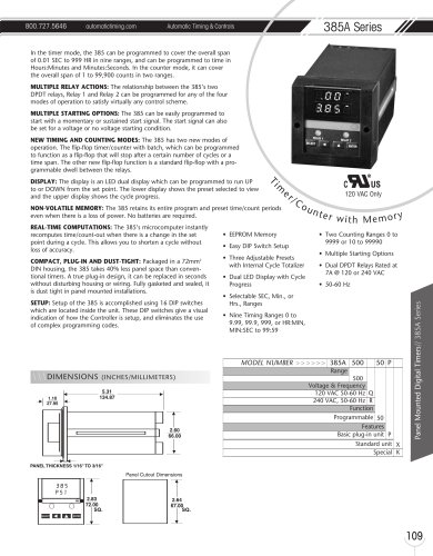 Marsh Bellofram Automatic Timing & Controls Division 385A Series Timer/Counter with Memory 