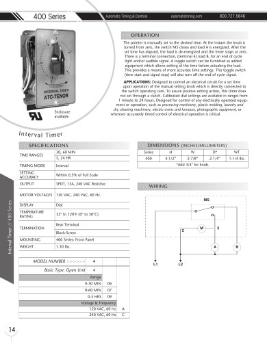 Marsh Bellofram Automatic Timing & Controls Division 400 Series Interval Timer