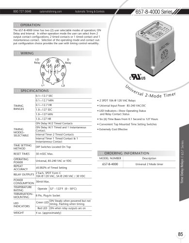 Marsh Bellofram Automatic Timing & Controls Division 657-8-4000 Series Universal 2-Mode Timer