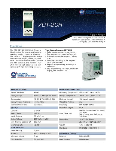 Marsh Bellofram Automatic Timing & Controls Division 7DT-2CH DIN Rail Timer