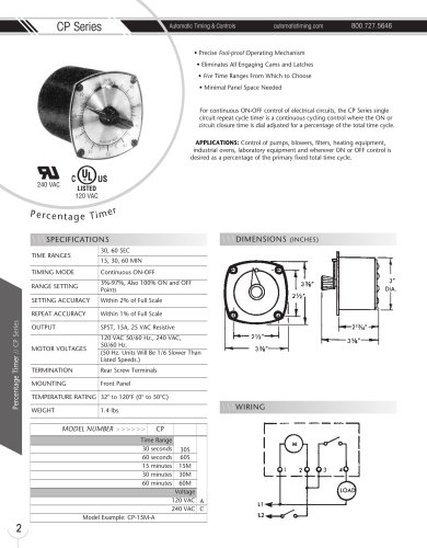 Marsh Bellofram Automatic Timing & Controls Division CP Series Percentage Timer 