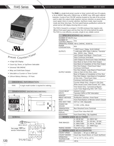 Marsh Bellofram Automatic Timing & Controls Division FX4S Series Preset Counter/Timer