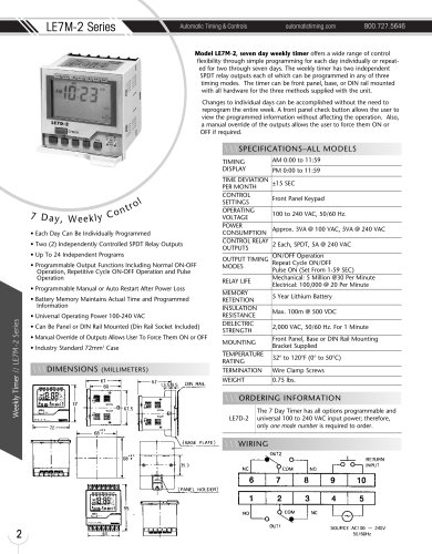 Marsh Bellofram Automatic Timing & Controls Division LE7M-2 Series Seven Day Weekly Timer