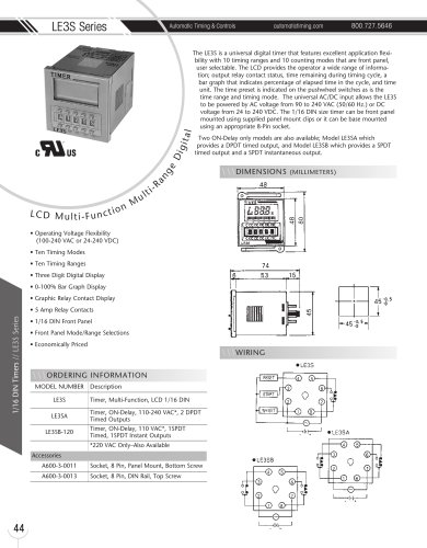 Marsh Bellofram Automatic Timing & Controls LE3S Series LCD Multi-Function Multi-Range Universal Digital Timer