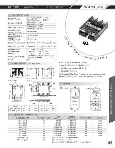 Marsh Bellofram Automatic Timing & Controls SA & SD Series Solid State Relays with AC and DC Inputs