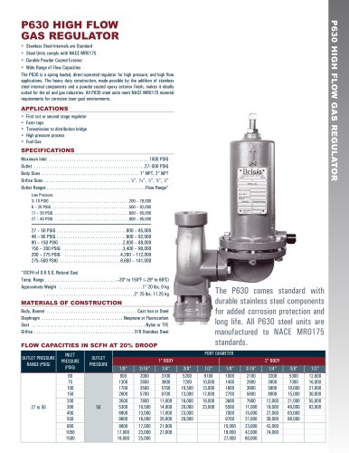 Marsh Bellofram BelGAS Division P630 High Flow Gas Regulator