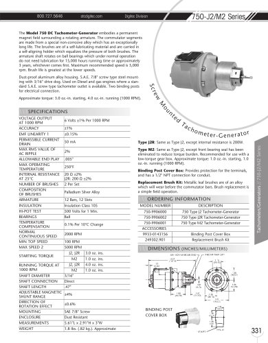 Marsh Bellofram DigiTec Division 750-J2/M2 Series Screw Mounted Tachometer/Generator