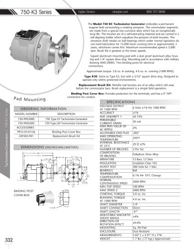 Marsh Bellofram DigiTec Division 750-K3 Series Pad Mounting Tachometer/Generator