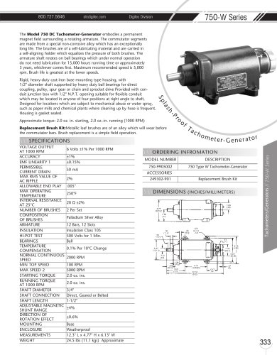 Marsh Bellofram DigiTec Division 750-W Series Splashproof Tachometer/Generator