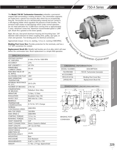 Marsh Bellofram DigiTec Division 750A Series Base Mounting Tachometer/Generator