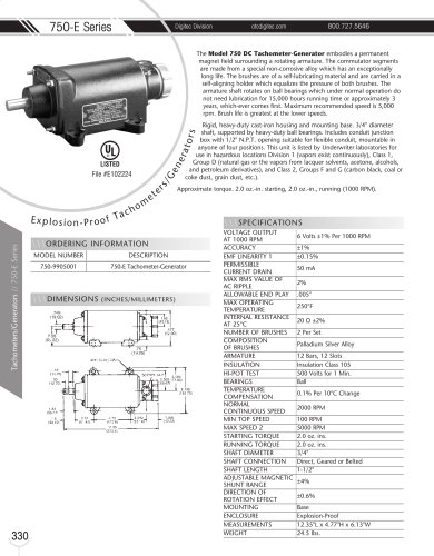 Marsh Bellofram DigiTec Division 750E Series Explosionproof Tachometer/Generator