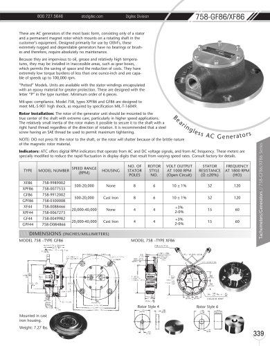 Marsh Bellofram DigiTec Division 758-GF86/XF86 Series Bearingless AC Generators