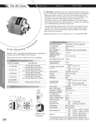 Marsh Bellofram DigiTec Division 758-JB2 Series Screw Mounting Tachometers