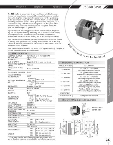 Marsh Bellofram DigiTec Division 758-KB Series Pad Mounted (AN) Tachometer