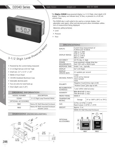 Marsh Bellofram DigiTec Division D2040 Series 3-1/2 Digit Loop Powered Meter