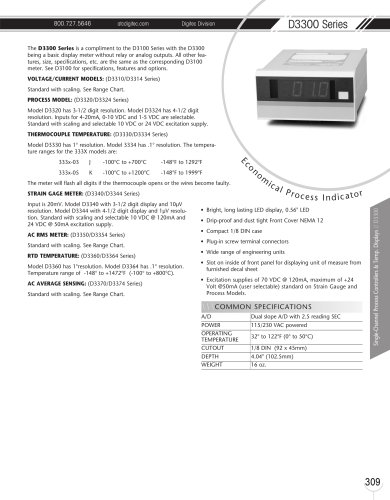 Marsh Bellofram DigiTec Division D3300 Series Economical Process Indicator