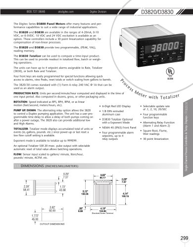 Marsh Bellofram DigiTec Division D3820/D3830 Process Meter with Totalizer