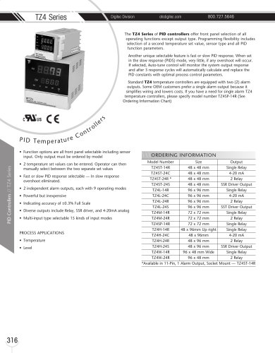 Marsh Bellofram DigiTec Division TZ4 Series PID Temperature Controllers