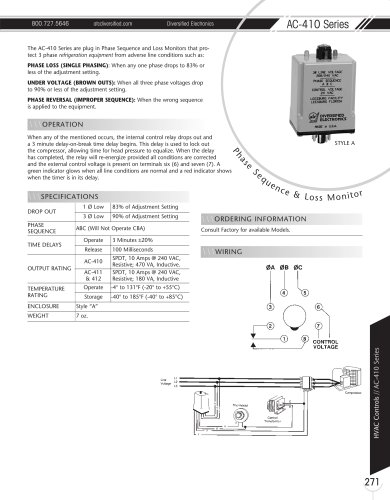 Marsh Bellofram Diversified Electronics Division AC-410 Series HVAC Phase Sequence & Loss Monitor