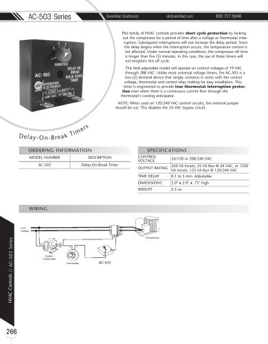 Marsh Bellofram Diversified Electronics Division AC-503 Series HVAC Delay-On-Break Timer