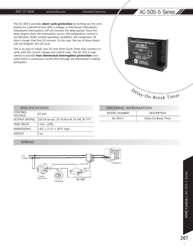 Marsh Bellofram Diversified Electronics Division AC-505-5 Series HVAC Delay-On-Break Timer