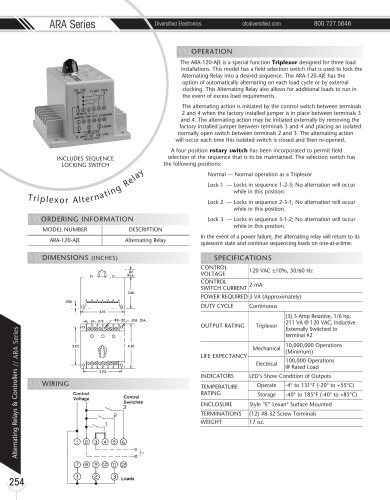 Marsh Bellofram Diversified Electronics Division ARA Series Triplexor Alternating Relay