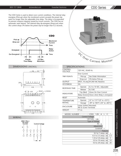 Marsh Bellofram Diversified Electronics Division CDO Series Over Current Monitor